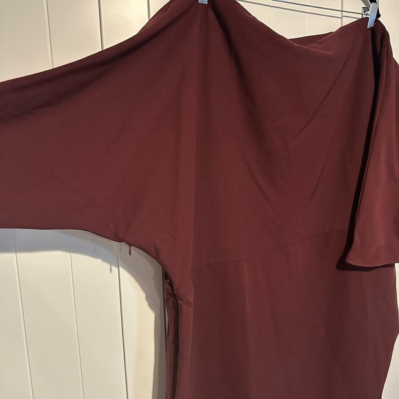 H&M Red Sheath Dress with Asymmetrical Neckline and Dolman Sleeves - Picture 6 of 9